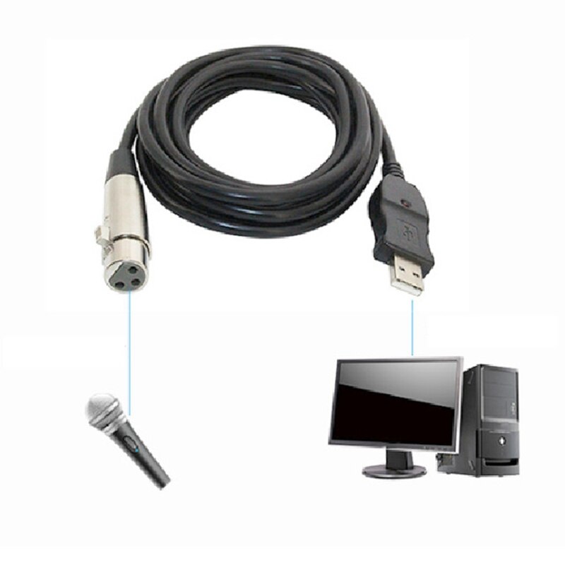 10ft (3 meter langes, symmetrisches xlr-buchse-auf-usb -2.0- kabel für instrumente und mikrofone (einzeln)