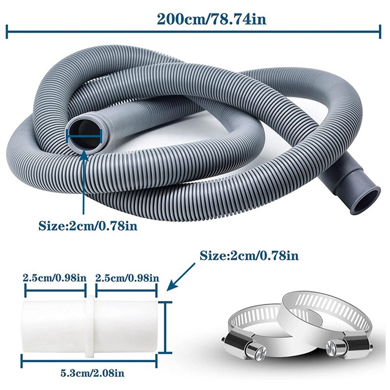 Best Drain Hose Extension For Washing Machines,2M Drain Hose Universal Washing Machine Hose,Drain Hose Dishwasher Extension
