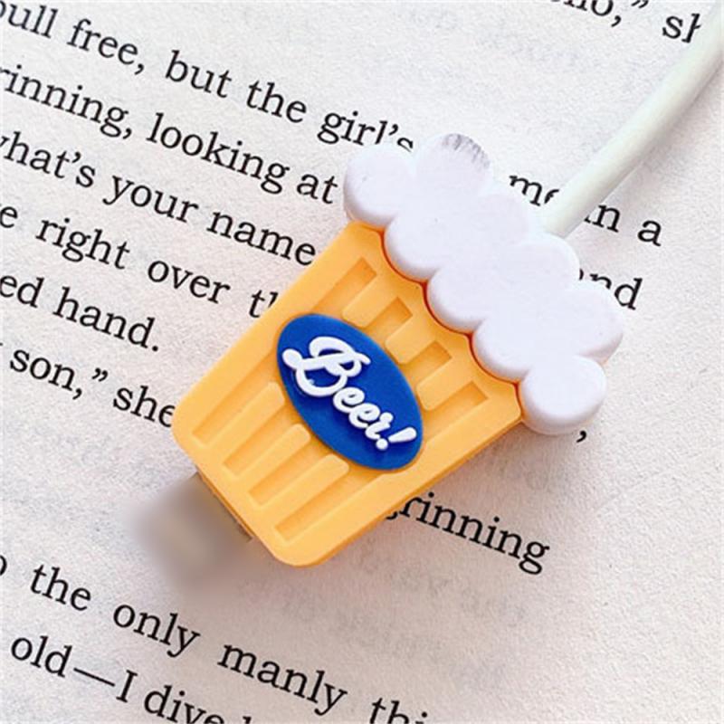 Cartoon Cable Protector Cute Charger Protector Cable Winder Organizer Data Line Protective Cover For: Orange
