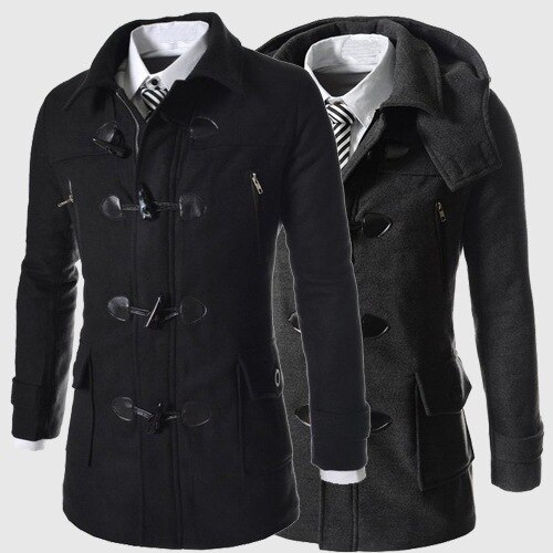 MODFUL Woljas voor heren, middellang, warme wollen winterjas, peacoat, slim fit voor business, bruin, M