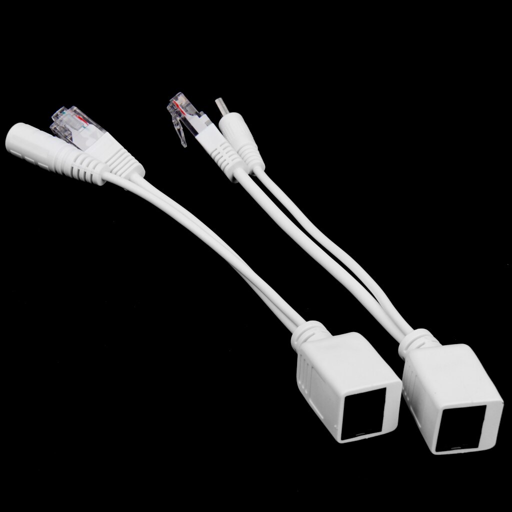 2 pcs branco poe padrão power over ethernet poe adaptador extrator divisor cabos de conexão para 100base-t e 10base-t rede