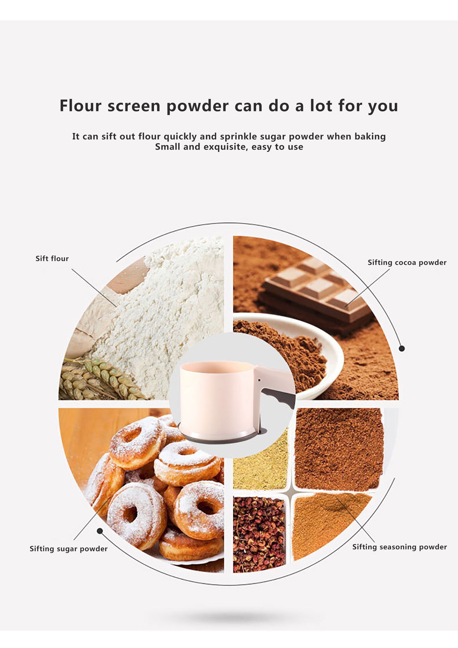 Cup Zeef Semi-Automatische Bakken Zeef Druk Geëxtrudeerd Handvat Eenvoudige Gemak Fijne Mesh Meel Stofdoek Keuken Filter