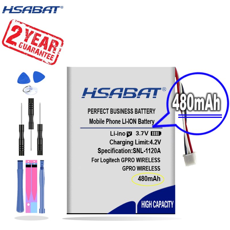 [ HSABAT ] 480mAh Replacement Battery for Logitech GPRO WIRELESS Mouse Batteries 3-wire plug