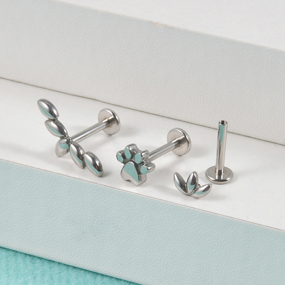 Boucle d'oreille Marquise en acier chirurgical, filetage interne plaqué or, Tragus, Cartilage, Helix, Labret, clous à lèvres, bijoux, 1 pièce