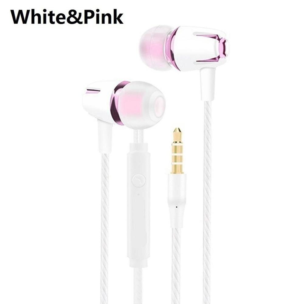 Bedrade Oortelefoon Galvaniseren Bass Stereo In-Ear Oortelefoon met Microfoon Handsfree Call Telefoon Headset voor Android iOS: pink gold
