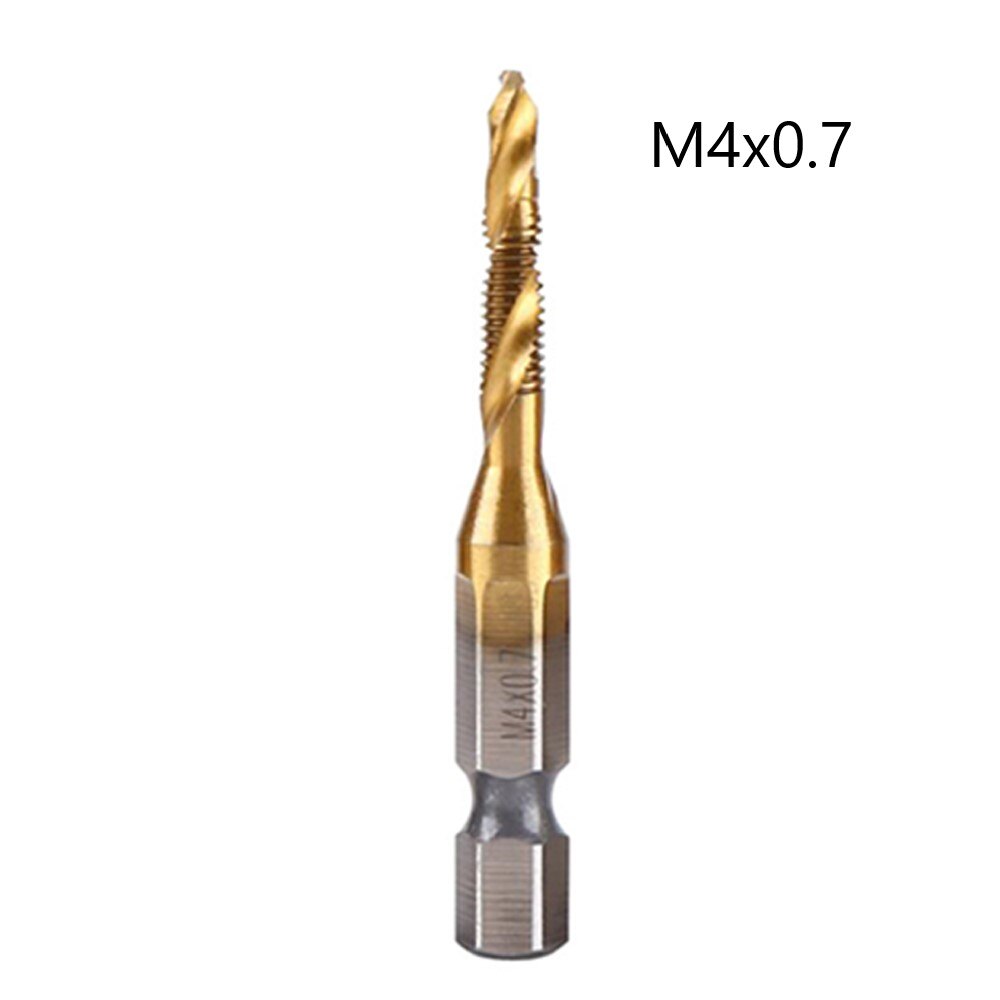 Hex Shank Titanium Plated HSS Screw Thread Metric Tap Drill Bits Screw Machine Compound Tap M3 M4 M5 M6 M8 M10 Hand Tools: H
