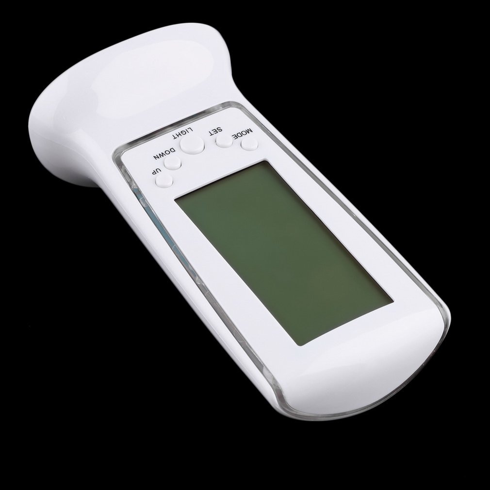 White Plastic Modern Square LCD Digital Alarm Clock Electronic Calender LED Display Battery Powered with Digital thermometer