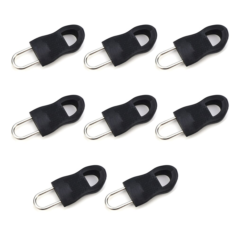 8Pcs/Lot Replacement Zipper Puller For Clothing Zip FixerTravel Bag Suitcase Backpack Zipper Pull Fixer For Tent DIY Sewing Tool: Black S