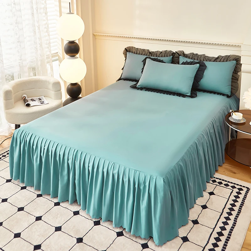 Solid Color Bed Skirt Lace Ruffled Bed Skirt 1pcs Cover Bedroom Beds Cover Bed Skirt Non-slip Mattress Cover Bedsheet Bedspread: 200x200cm / Red