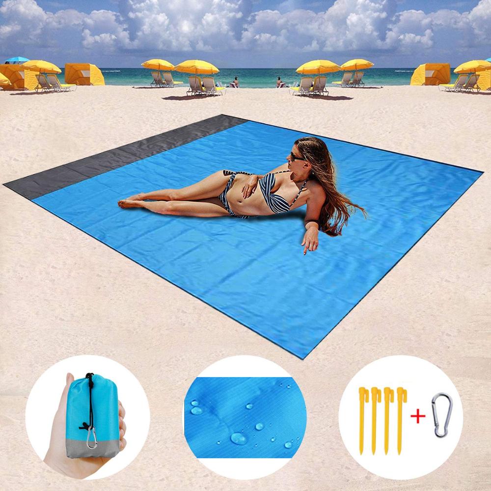Esterilla de playa resistente al agua, manta con bolsillo para exteriores, portátil, Picnic, Camping, colchón, almohadilla para dormir, 2x2,1 m