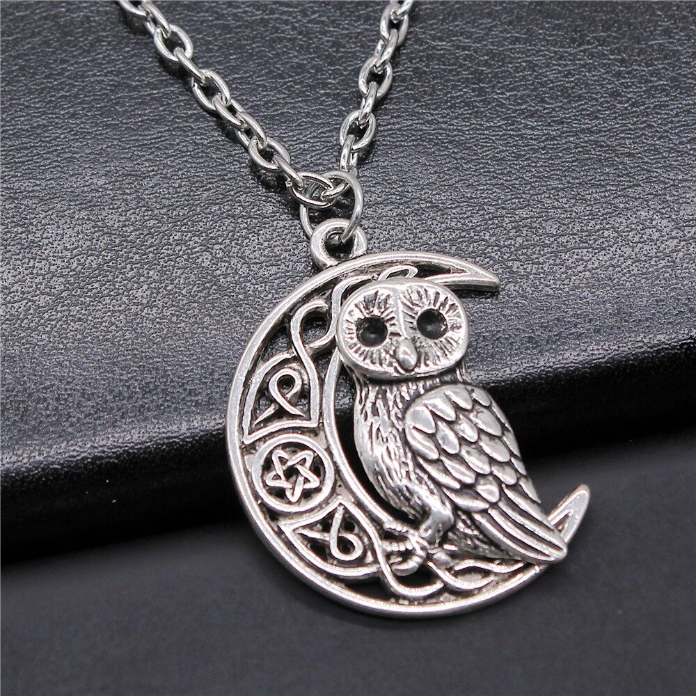 Uil Hanger Ketting Voor Vrouwen Mannen Lange Keten Ketting Creatieve Party Sieraden Accessoires: Silver-26x33mm / 70cm