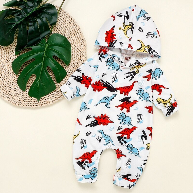 Kleinkind Baby Kleidung Mit Kapuze Lange Hülse Dinosaurier Druck Junge & Mädchen freundlicher Baby Strampler Baumwolle Gesamt Neue Geboren Baby Kleidung Outfit34