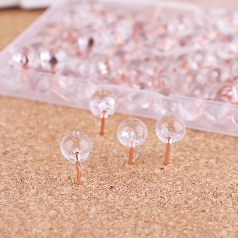 100pcs Rose Gold Pushpins Thumb Thumbtack Board Round Ball Drawing Wall Studs