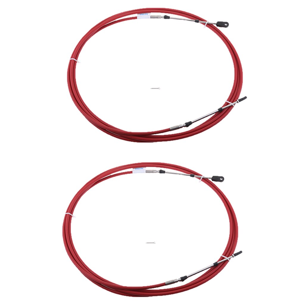 2Pcs 12Ft Red Marine Boat Engine Throttle Control Cable for Yamaha Motor