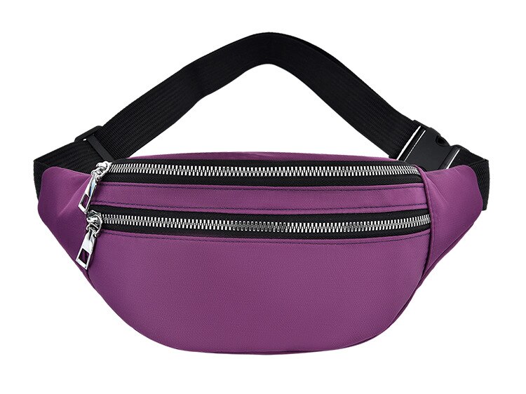 Riñonera con tres cremalleras para hombre y mujer, bolso de pecho Unisex, color rosa: purple