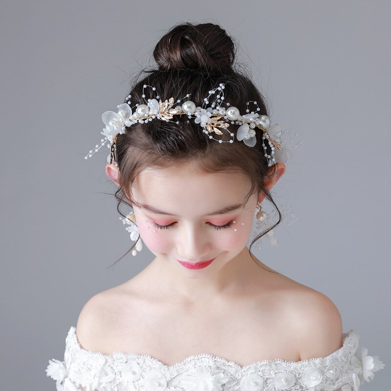 Girl Headband Princess Tiara Crown Decoration Bride Bridesmaid Wedding Girl Wreath Fresh and Beautiful Head Flower Kids Headwear