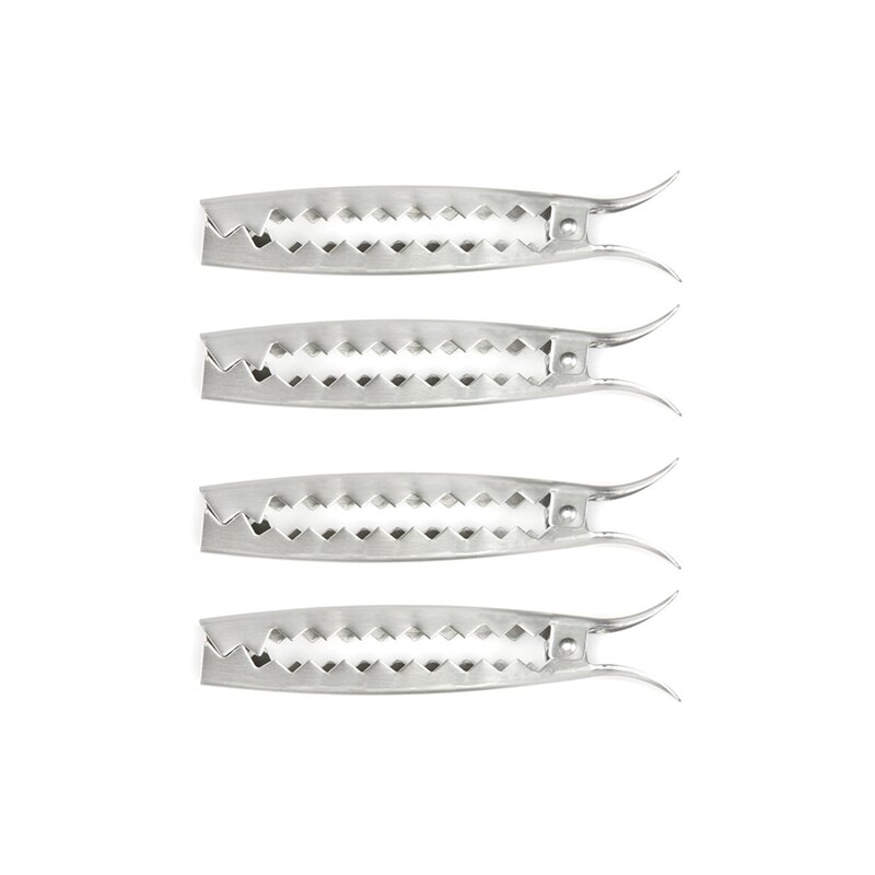 4pcs/set Stainless Steel Grill Clips Vegetable Grill Tongs Barbecue Grill Veggie Roasting Clamp Outdoor BBQ Accessories 6.25 in