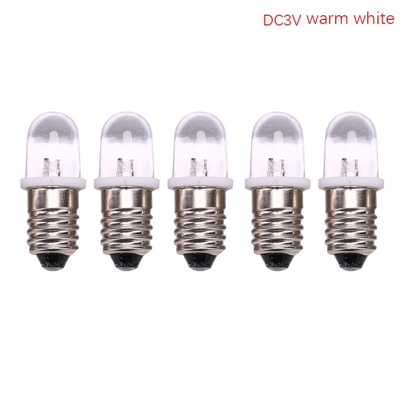 5 Stks/partij E10 Led Lamp E10 Dc 3V 4.5V Instrument Lamp E10 Indicator Lamp Ouderwetse Zaklamp Lamp 2.8Cm X 1Cm: warm white DC3V