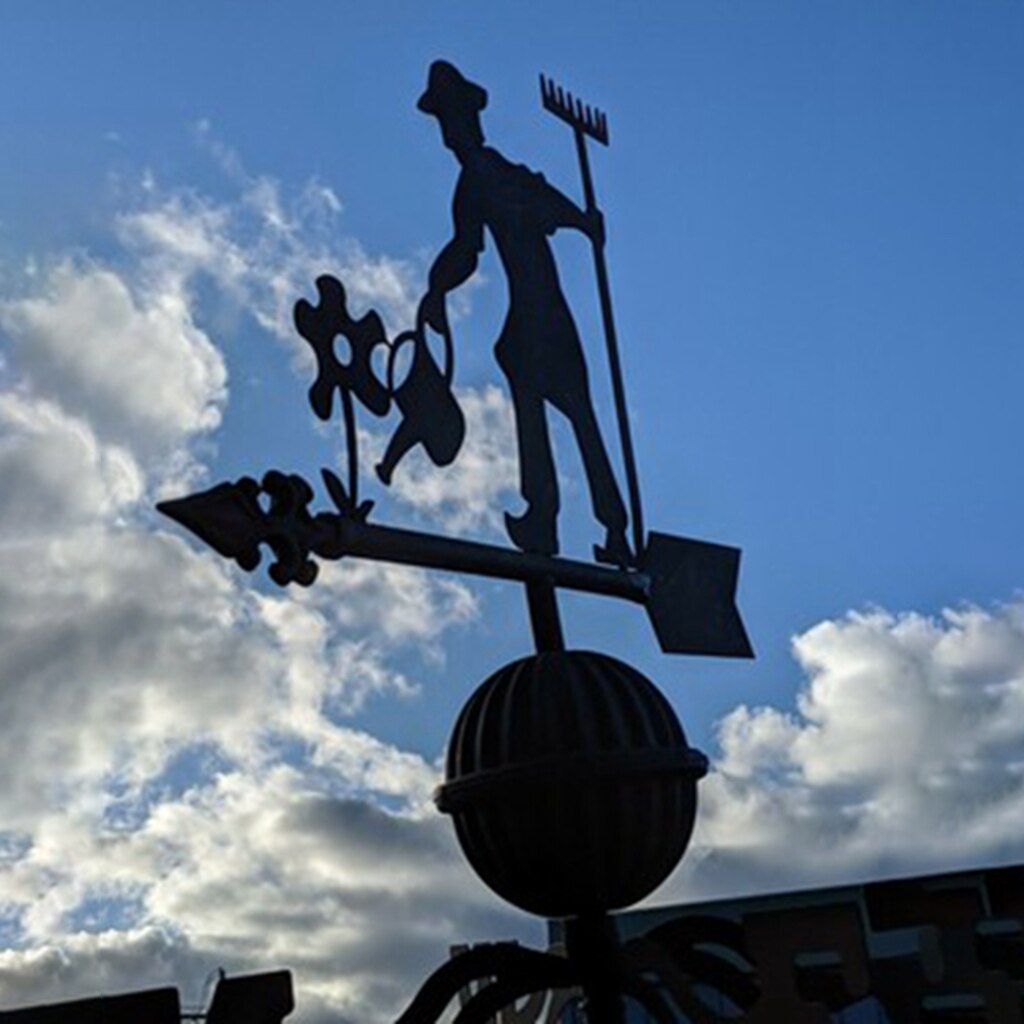 Wind Vane Weather Vane Black Garden Mount Yard Stake, Stainless Steel Weather Vane Farm Scene: Farmer