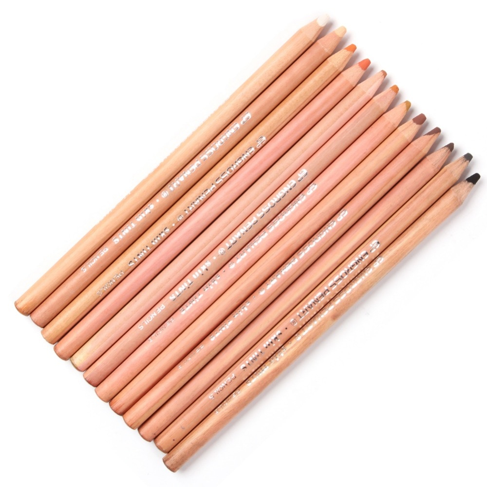 12 Pcs Soft Skin Tints Pastel Pencils Wood Pastel Colored Pencils For Drawing School Lapices Stationery Art Supplies