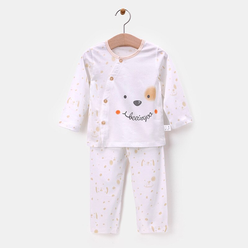 Baby Zomer Pyjama Puur Katoen Dunne Lange Mouwen Off-Set Pak Jongens En Meisjes Puur Katoen Twee-stuk Baby Home Service: 180702-2 / 3M suit 59cm