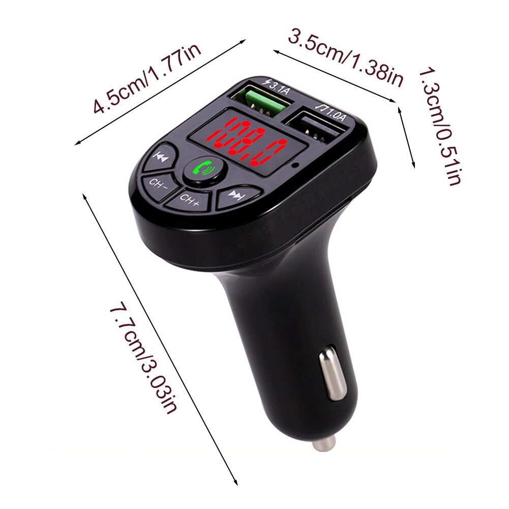 Car Bluetooth FM Transmitter MP3 Player with 1.1" Display Dual USB(1A/3.1A) Supports TF/USB Input FM Transmitters Manual