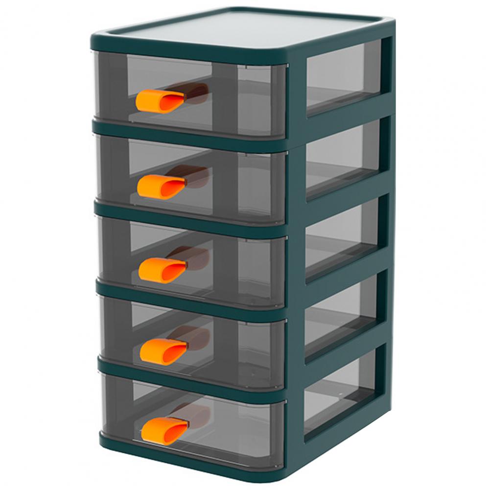 Multi-functional Plastic Convenient Desktop Plastic Multi-layer Organization Cabinet Desktop Drawer for Dorm: Green 5 Layers