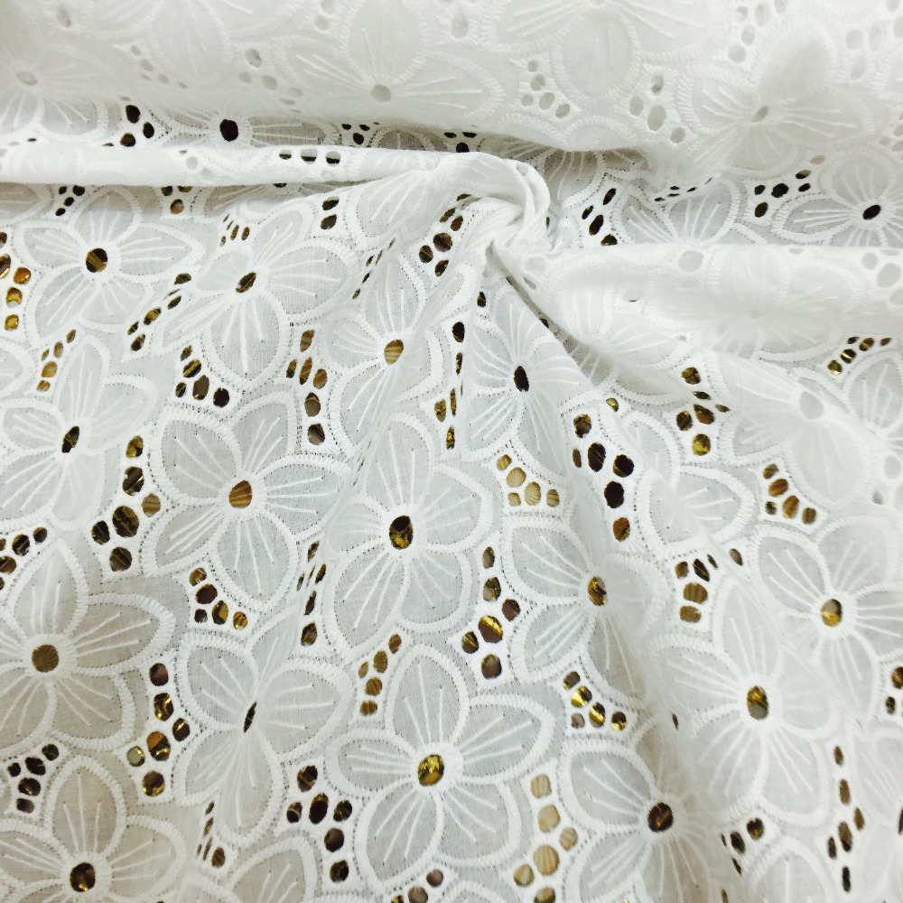 (1 yard )100%  katoenen witte sakura stof voor damesjurk bruidskant
