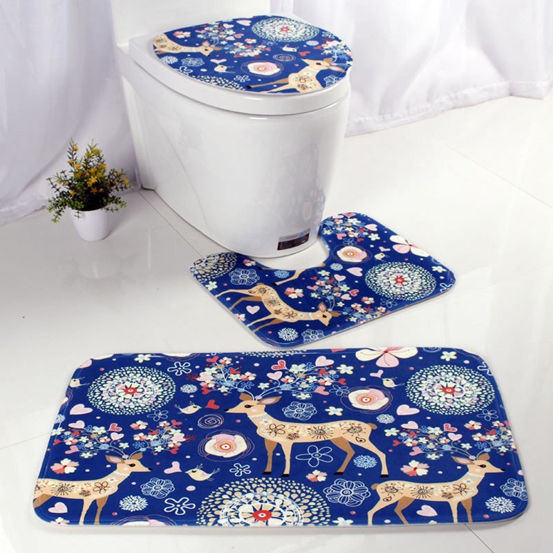 Fundas para asientos de inodoro, alfombras de franela Ocean World, alfombrilla de felpa para el baño, alfombrilla para el suelo del asiento, WC, tapa del inodoro, accesorios de baño: I