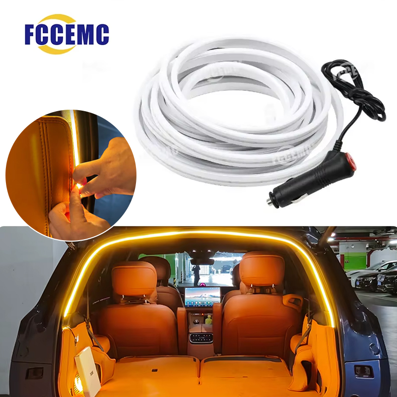 Luz LED para maletero de coche, 12V, iluminación para compartimento de equipaje, 5M, se puede cortar, Sensor impermeable, barra de luz, accesorios universales para automóvil