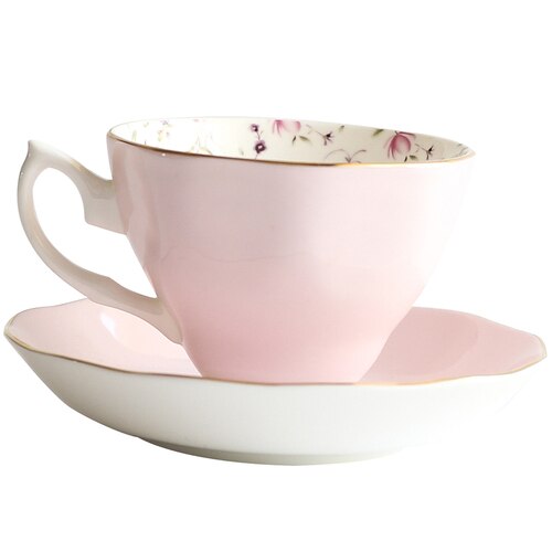 Creativity Flower Tea Cup Saucer Bone China Nordic Modern Eco Friendly Coffee Cups Luxury Reuseable Canecas Drinkware EK50BD: D