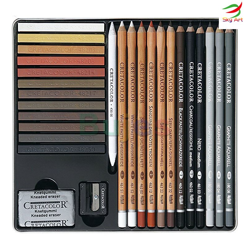 Cretacolor Schetsen Pencill Tekening Uitgebreide Pak, Artino,40007 Tekening Set Olie Potloden, 40006 Basic Set, art Supplies