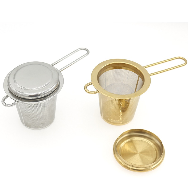 Stainless Steel Mesh Tea Infuser Reusable Tea Strainer Teapot Loose Tea Leaf Spice Filter Folding Handle Drinkware Kitchen Tool