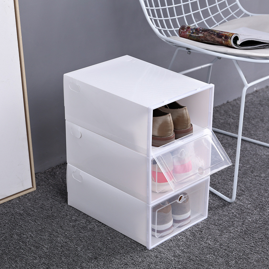 1PC Opvouwbare Clear Schoenen Opbergdoos Plastic Stapelbare Shoe Organizer Stapelbaar Stapelen Ruimtebesparend Master