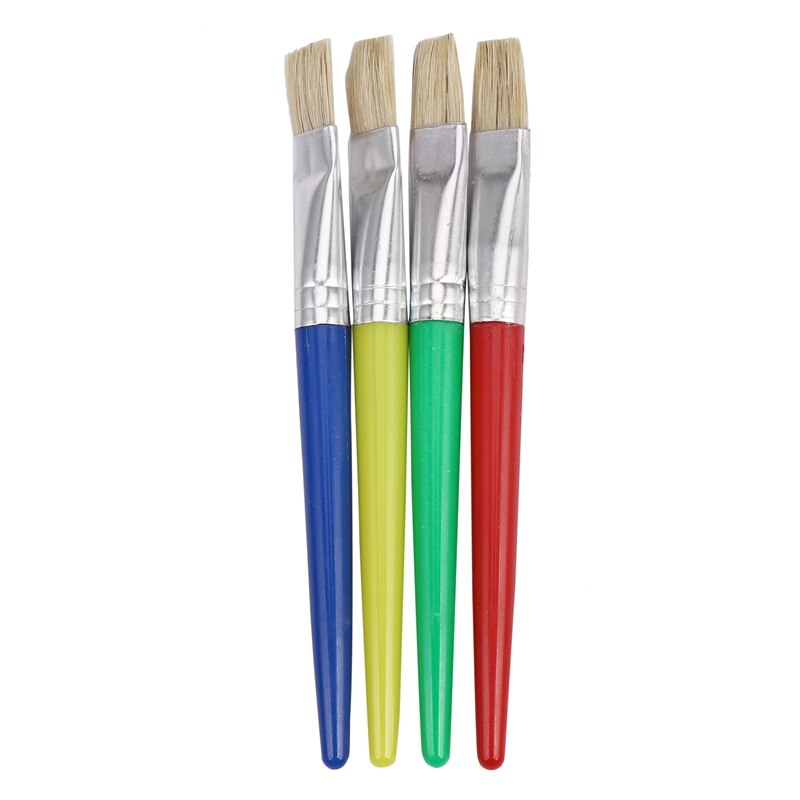 4 Kleuren Spill-Proof Verf Flessen Met Deksels En 4 Stuks Diverse Kleuren Penselen Voor Kinderen