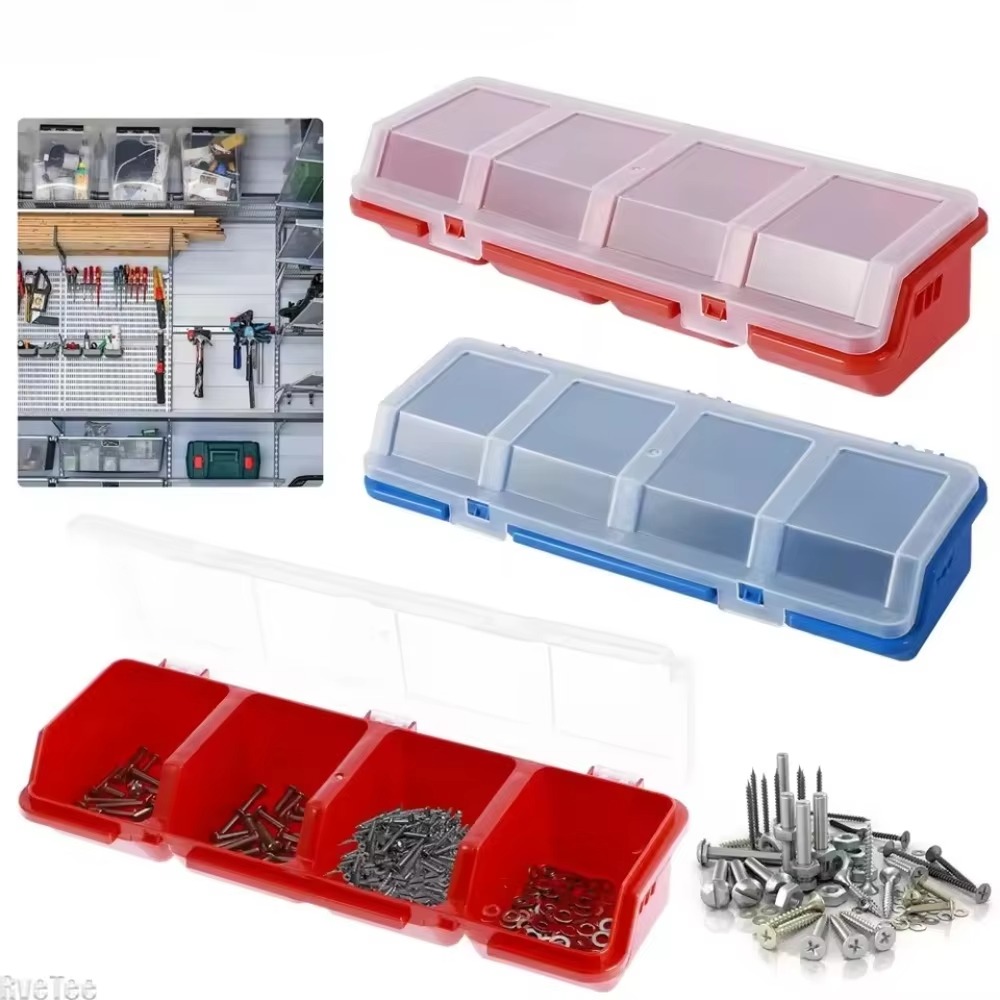 Aufbewahrungsbox für Teile, 4-Gitter-Klassifizierung, Schrauben-Organizer-Boxen, Hardware-Zubehör, Kunststofffach-Box, Aufbewahrungsbehälter für Werkzeugteile
