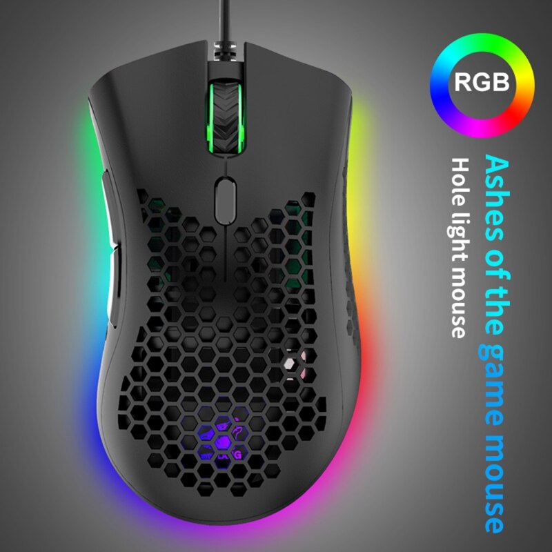 Lightweight M7 Gaming Mouse Honeycomb Shell Ergonomic Mice with Soft Rope Cable