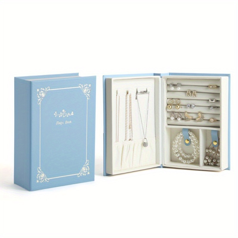 Glamorous Magnetic Jewelry Organizer Chic Diary Shaped Box for Bracelets Necklaces Rings Secure Storage
