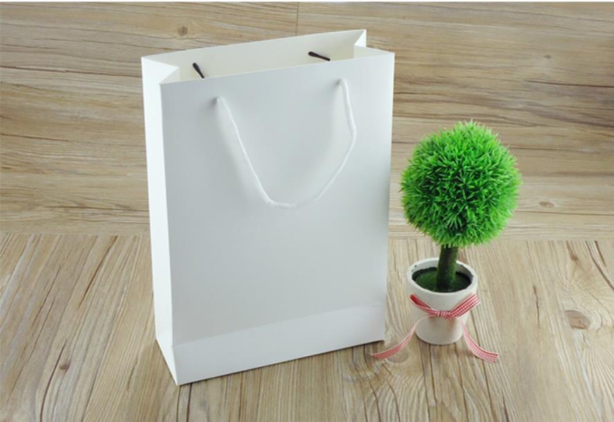 10pcs Multiple sizes Vertical Eco-friendly reusable white cardboard paper handbags,office,shopping bags,clothes reticule