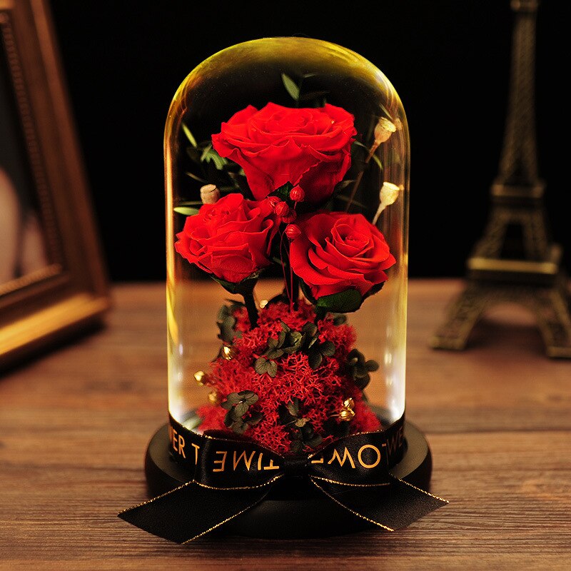 Moeder Dag Aanwezig Kunstmatige Eeuwige Bloem Thuis Bruiloft Decor Met Led Valentijnsdag Kerstmis Nieuwjaar Eeuwige Rose In Glas