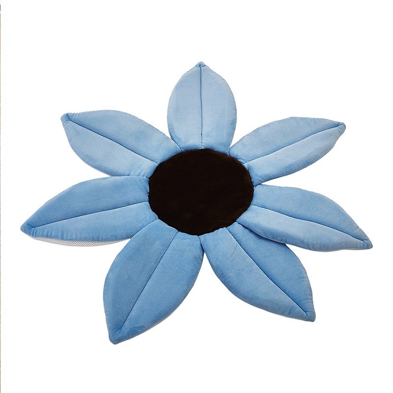 Alfombrilla de baño de flor para bebé de 70cm para baño de recién nacido, cojín de ducha plegable de cuatro pétalos de flores, alfombrilla de asiento de pétalo de seguridad para bebé: Azul cielo