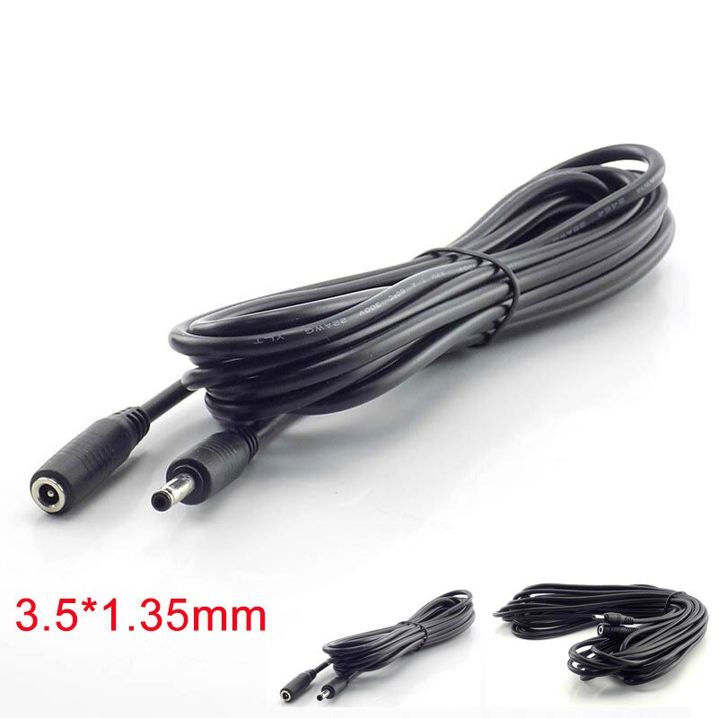 1/1.5/3/5 meter mannlig dc strømkabel forlenger 5v 2a strømkabel adapter 3.5mm x 1.35mm kontakter for cctv sikkerhetskamera