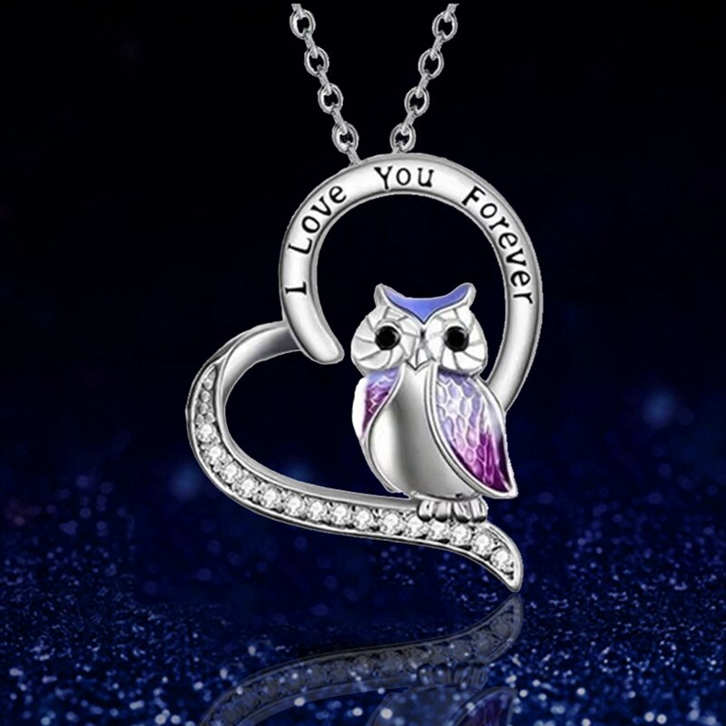 Collier en Zircon pour femme, mignon, hibou, lune, lettre, pendentif, étoiles, exquis, romantique, bijoux de fête de la saint-valentin