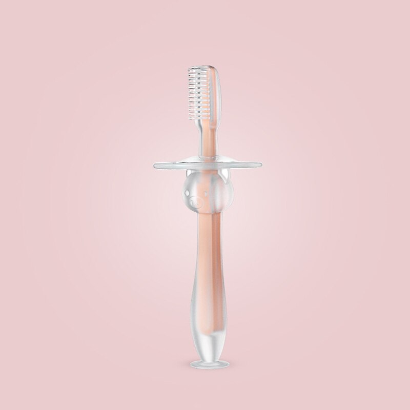 4 cores treinamento do bebê silicone bonito tridimensional escova de dentes de leite com ventosa de pé escova de dentes de silicone com defletor: 02