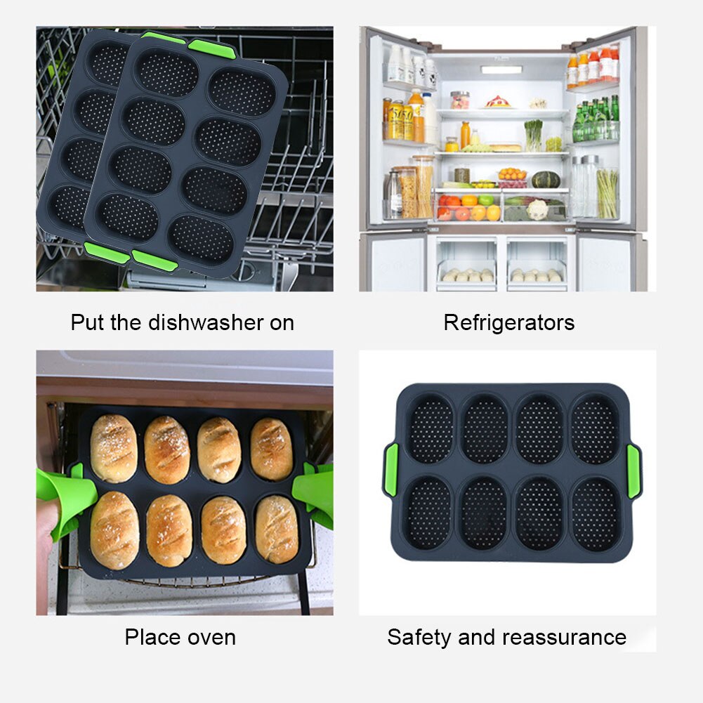 Wärme Beständig Tablett 8 Gitter Hause DIY Französisch Nicht Stock Praktische Laib Backen Hamburger Brot Schimmel Guter Flexibilität Einfach Freisetzung