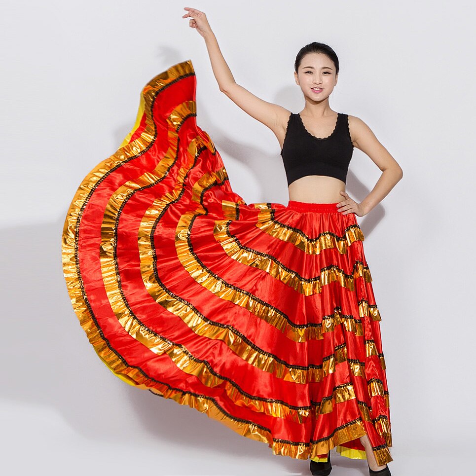 Opening Dance Performance Show Costume Spain Nation Large Swing Bust Skirt Adult Female Chorus Dance Practice Wear Suit H627