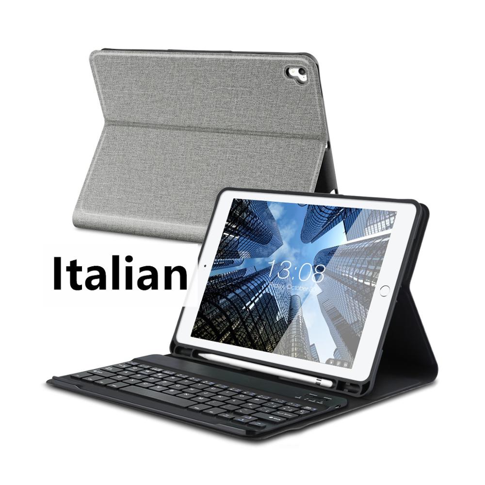 For iPad 9.7 5th 6th Gernation Case Keyboard For iPad For iPad Pro with Pencil Holder QWERTY AZERTY Bluetooth Keyboard: Italian
