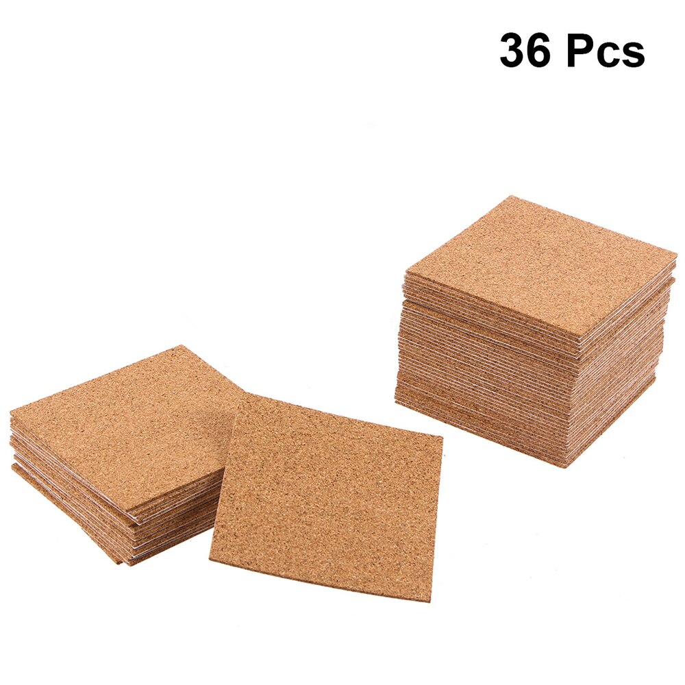 36PCS 2MM Thickness Self-adhesive Cork Coasters Squares Cork Mats Cork Backing Sheets for Coasters and DIY Crafts Supplies: Size 3