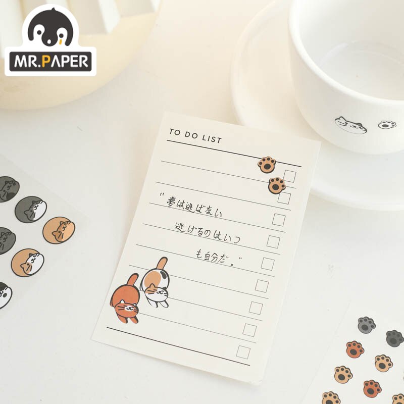 Mr. Paper 4 Meow Photo Studio Series Flat Stickers Simple Handbook DIY Decorative Collage Material Stickers
