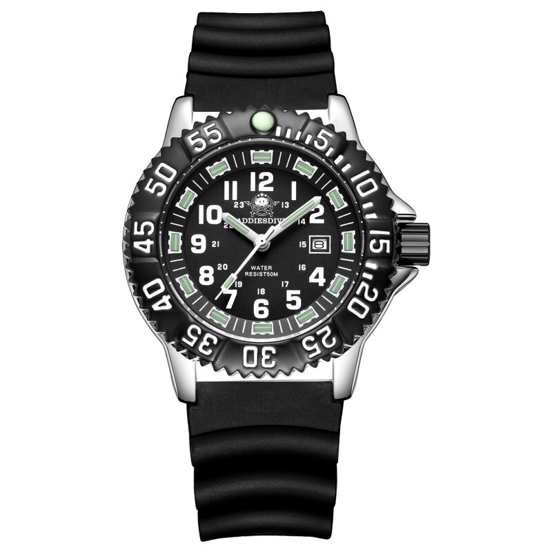 Addies Mannen Sport Horloge Kalender Display Roterende Bezel Mannen Mode Quartz Horloge Waterdicht Buis Lichtgevende Luxe Horloges: rubber